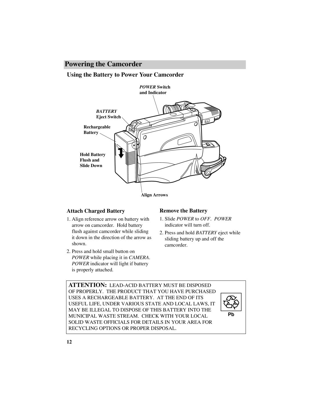 RCA CC632 manual Attach Charged Battery, Remove the Battery 