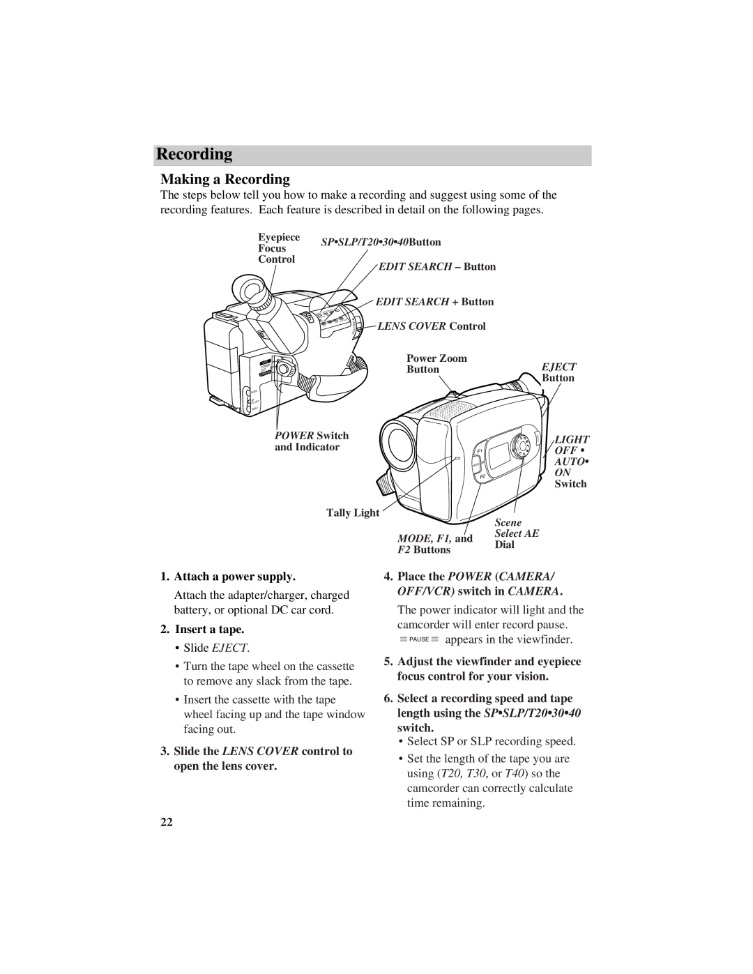 RCA CC634 manual Making a Recording 