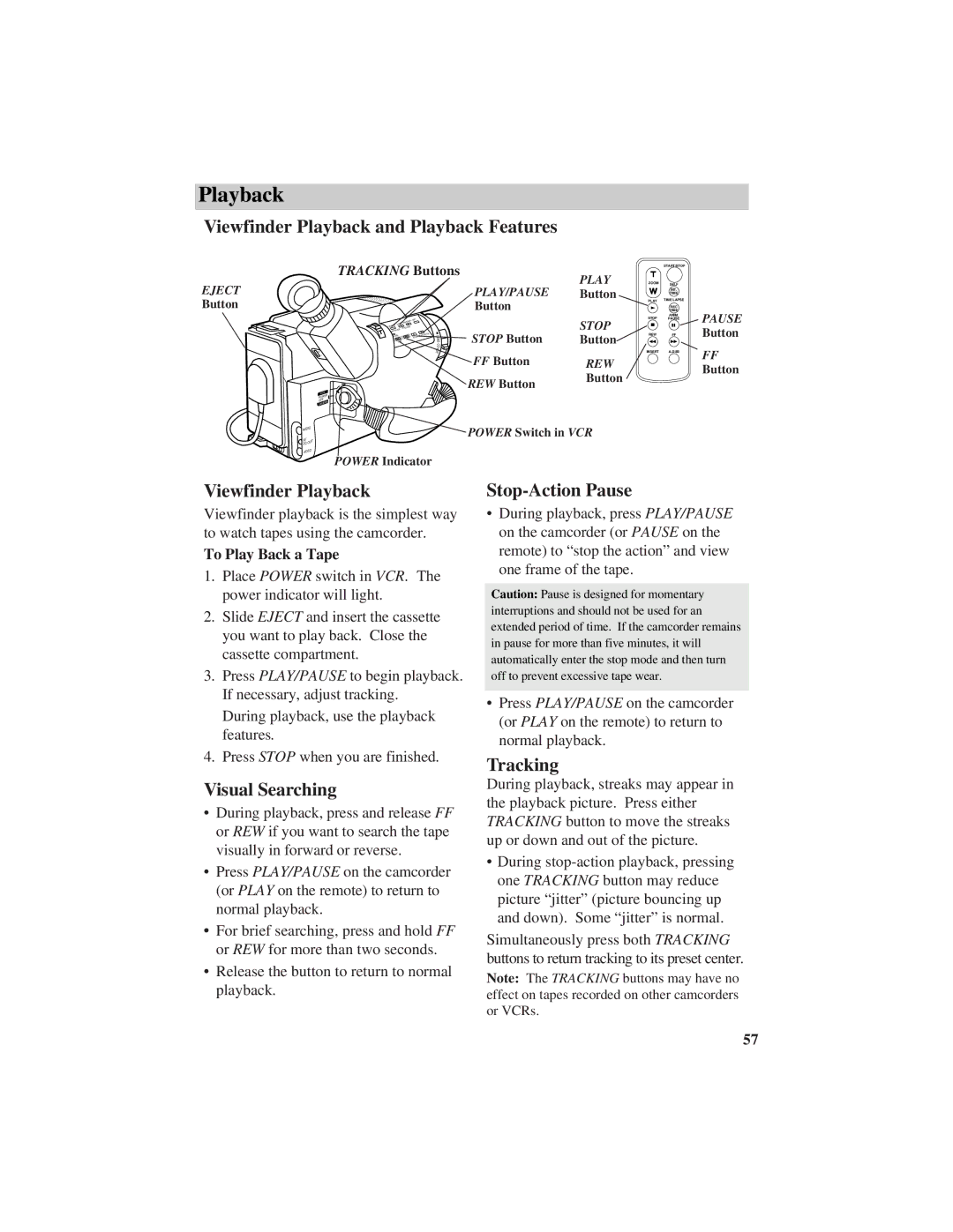 RCA CC634 manual Playback 