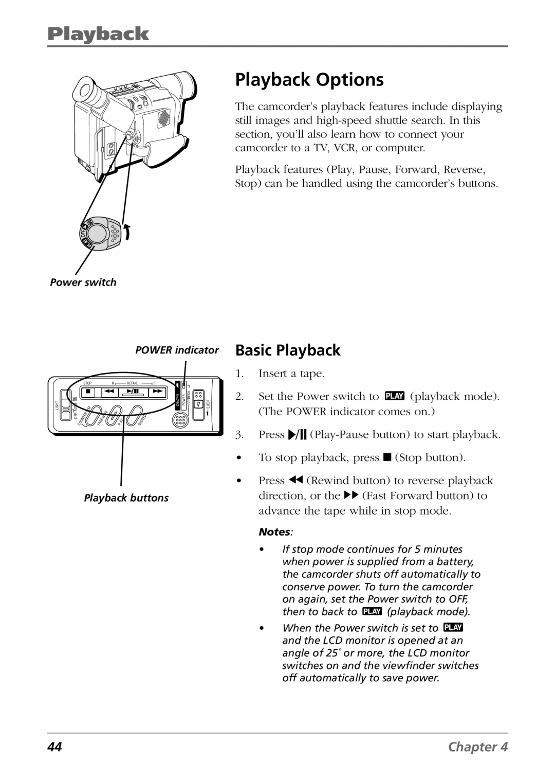 RCA CC6364/CC6374 manual Playback Options, Basic Playback 