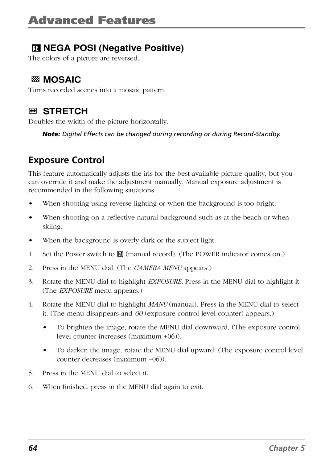 RCA CC6364/CC6374 manual Exposure Control 