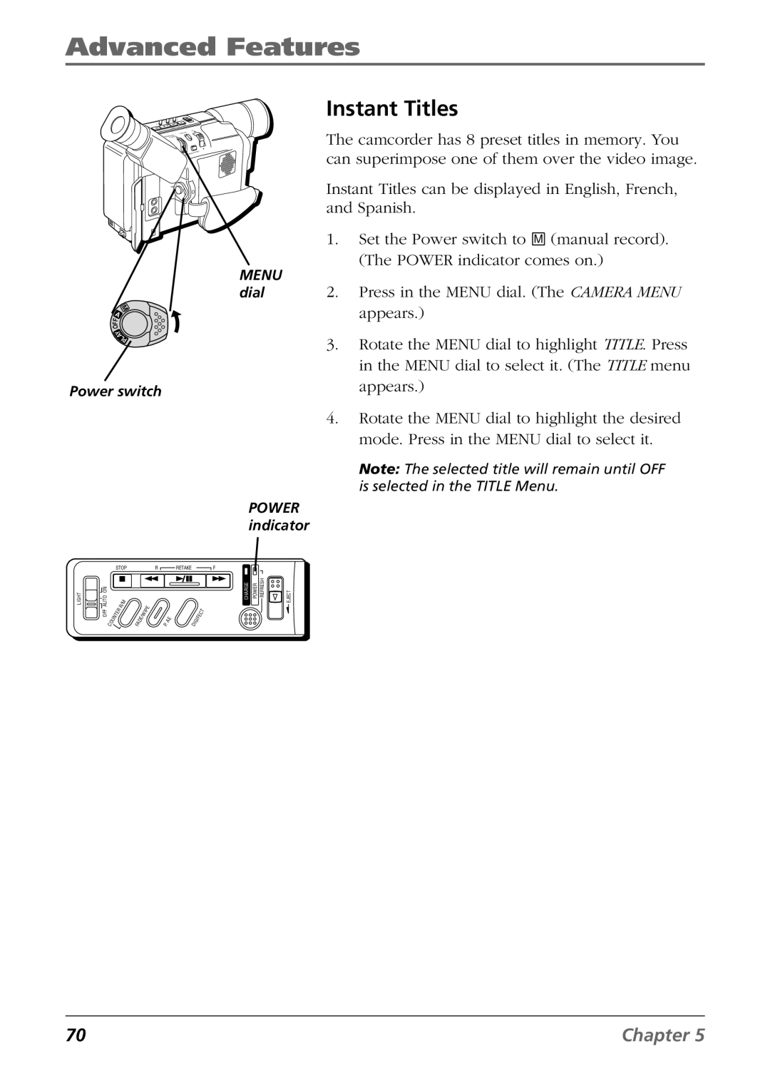 RCA CC6364/CC6374 manual Instant Titles 