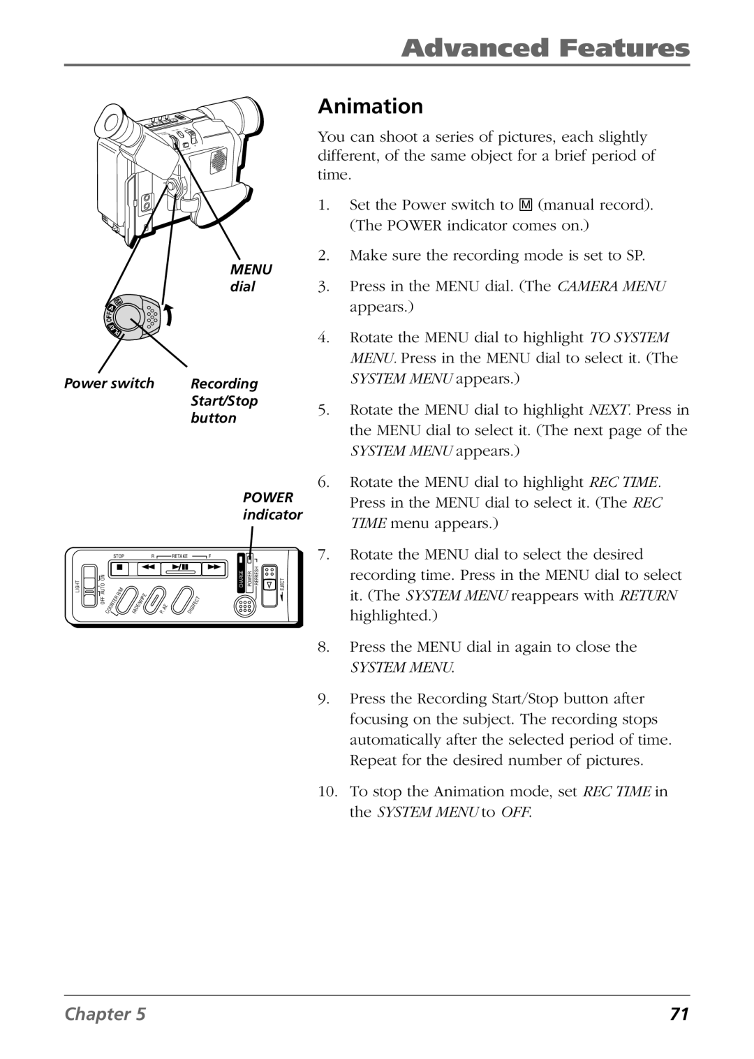 RCA CC6364/CC6374 manual Animation, System Menu 