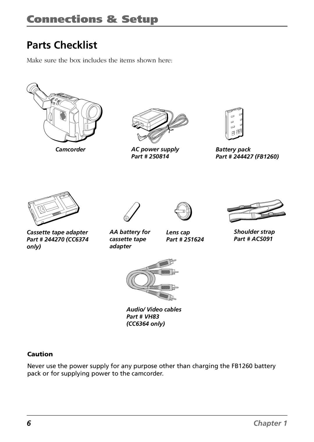 RCA CC6364/CC6374 manual Connections & Setup, Parts Checklist 