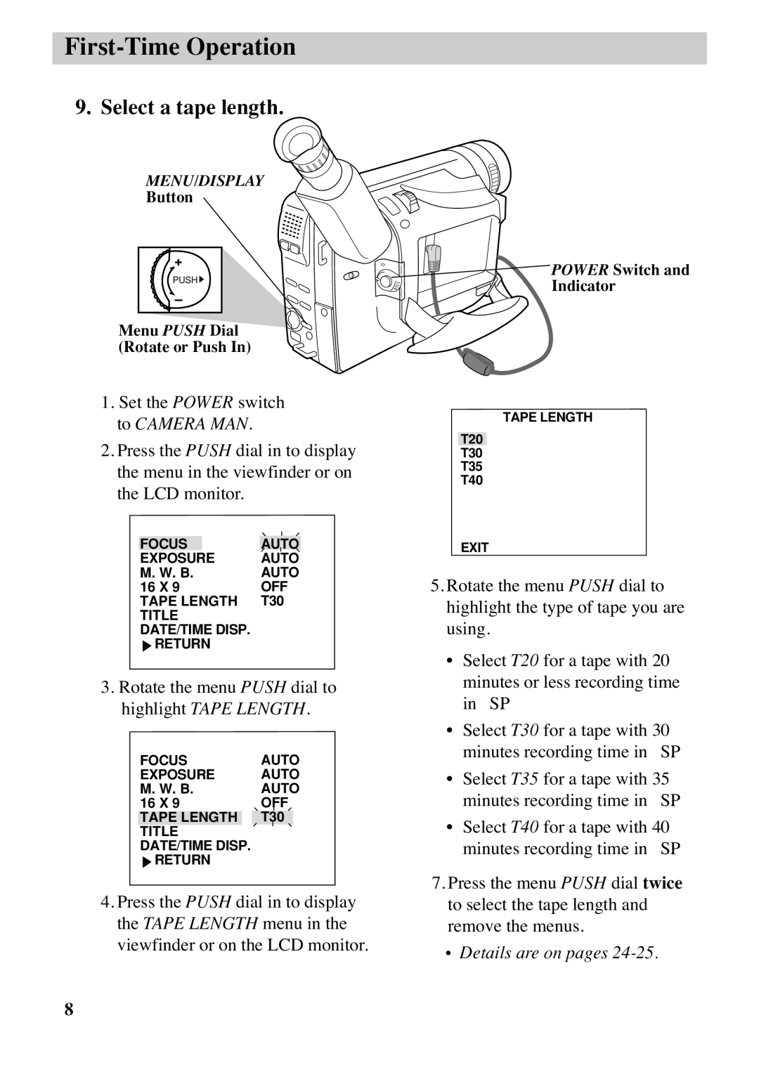 RCA CC6373, CC6383 manual Select a tape length 