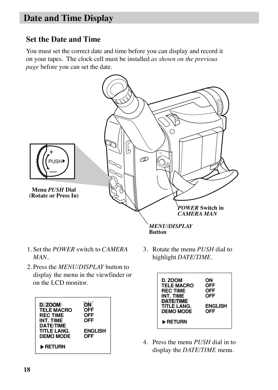 RCA CC6373, CC6383 manual Set the Date and Time 