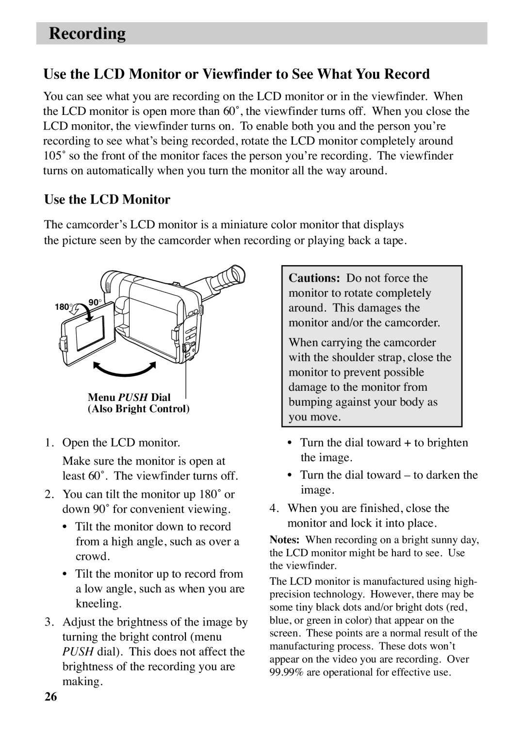 RCA CC6373, CC6383 manual Use the LCD Monitor or Viewfinder to See What You Record 