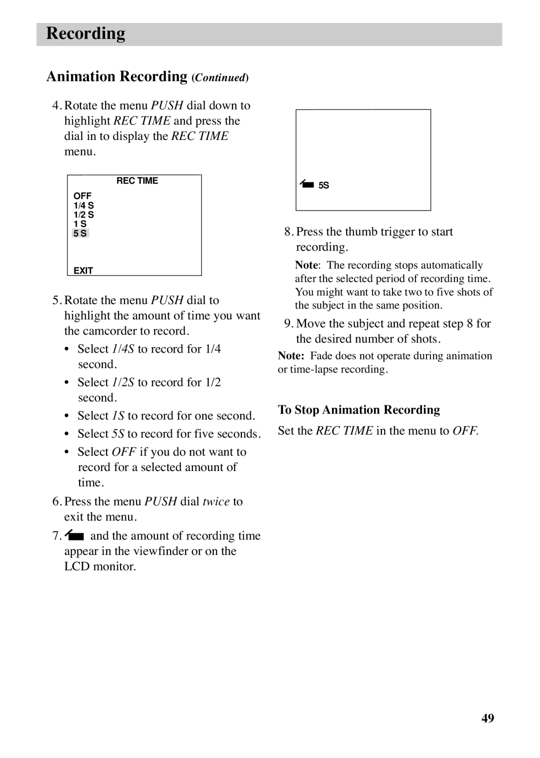 RCA CC6383, CC6373 manual To Stop Animation Recording 