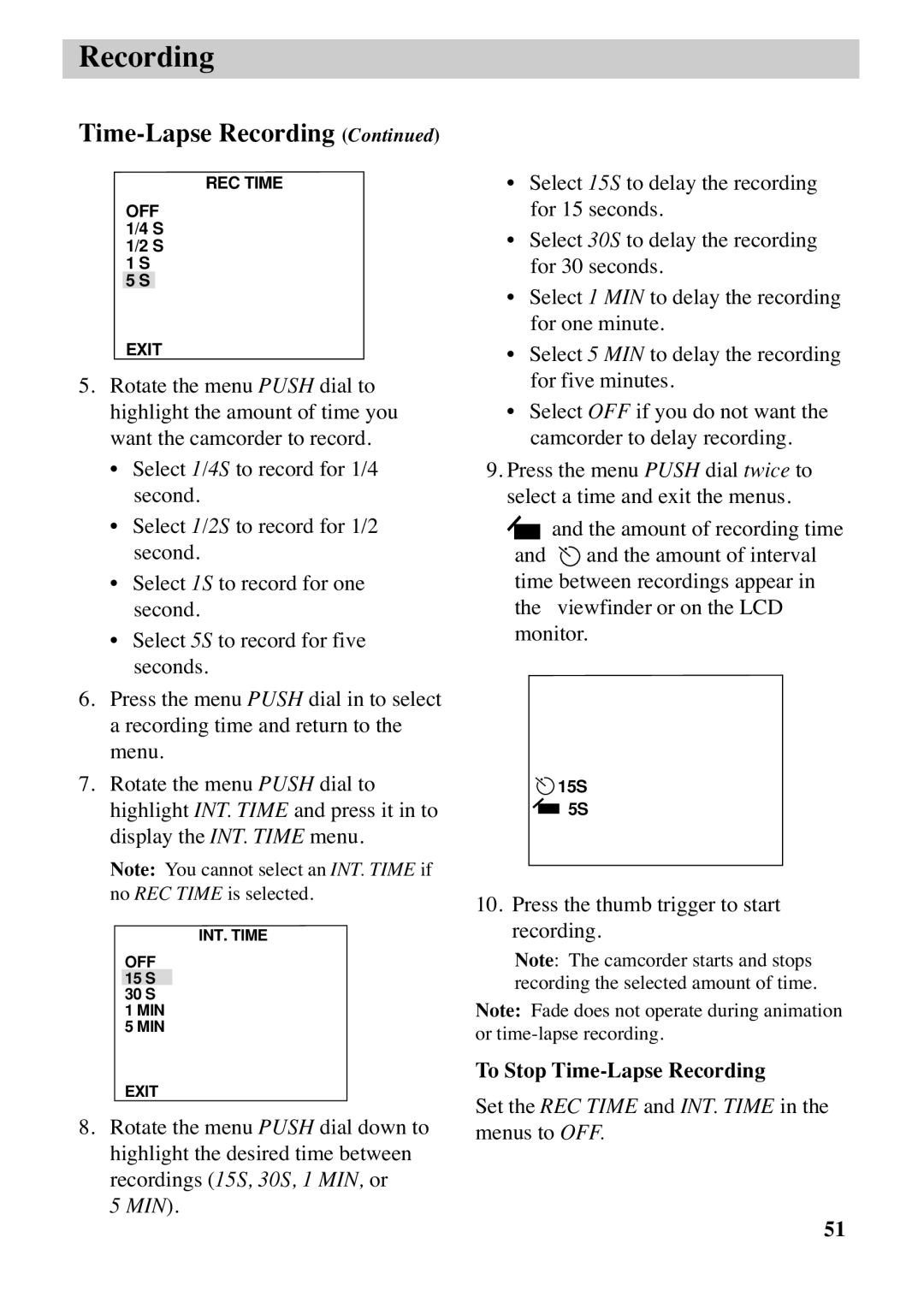 RCA CC6383, CC6373 manual To Stop Time-Lapse Recording 