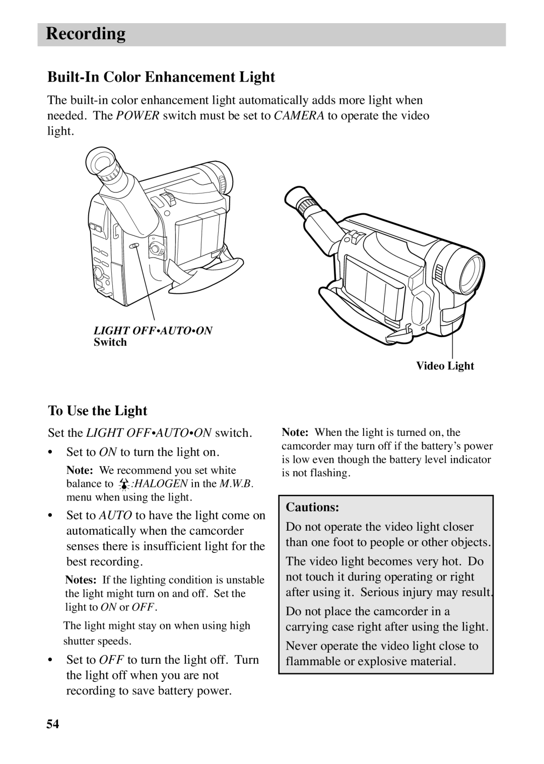 RCA CC6373, CC6383 manual Built-In Color Enhancement Light, To Use the Light 