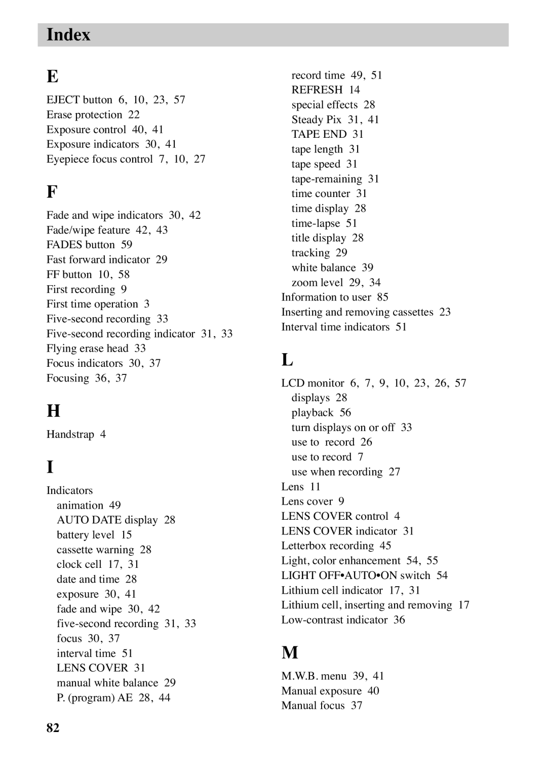 RCA CC6373, CC6383 manual Index 