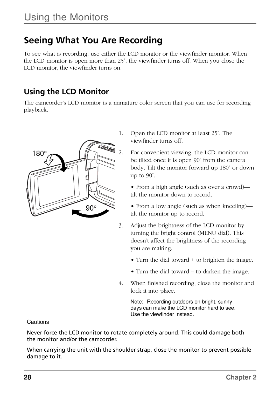 RCA CC6384/CC6394 manual Seeing What You Are Recording, Using the LCD Monitor 