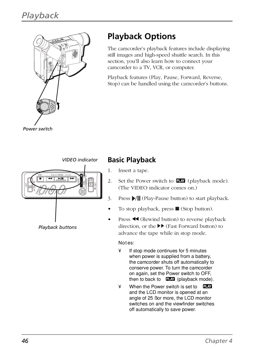 RCA CC6384/CC6394 manual Playback Options, Basic Playback 