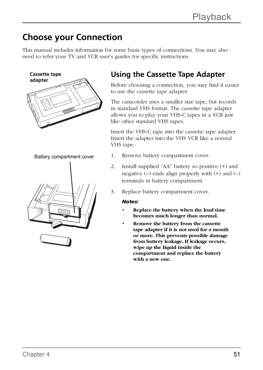 RCA CC6384/CC6394 manual Choose your Connection, Using the Cassette Tape Adapter 