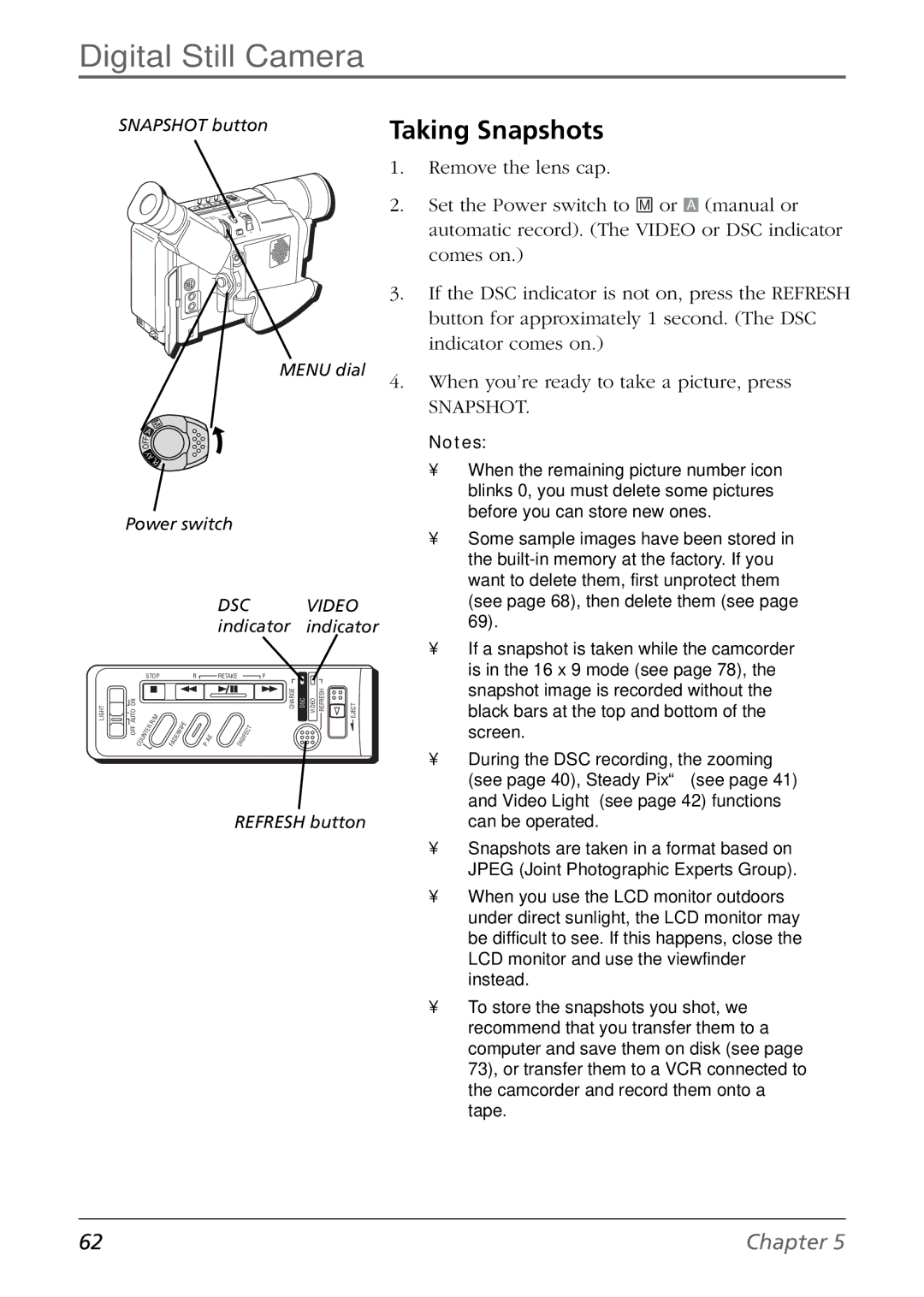 RCA CC6384/CC6394 manual Taking Snapshots 