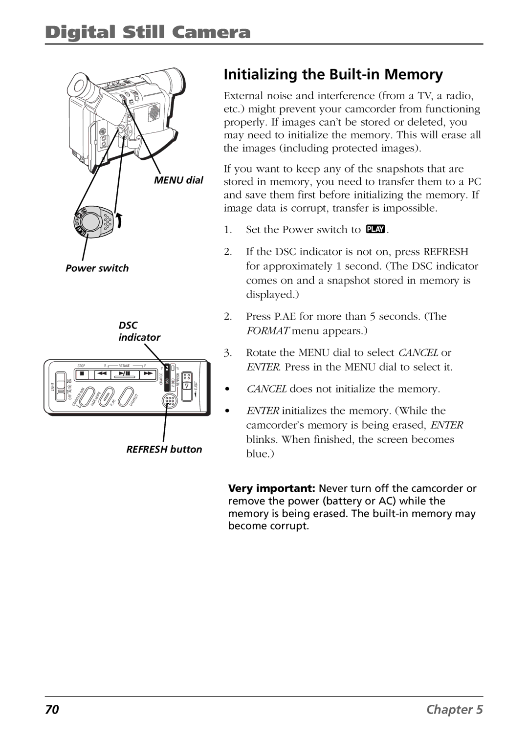 RCA CC6384/CC6394 manual Initializing the Built-in Memory 