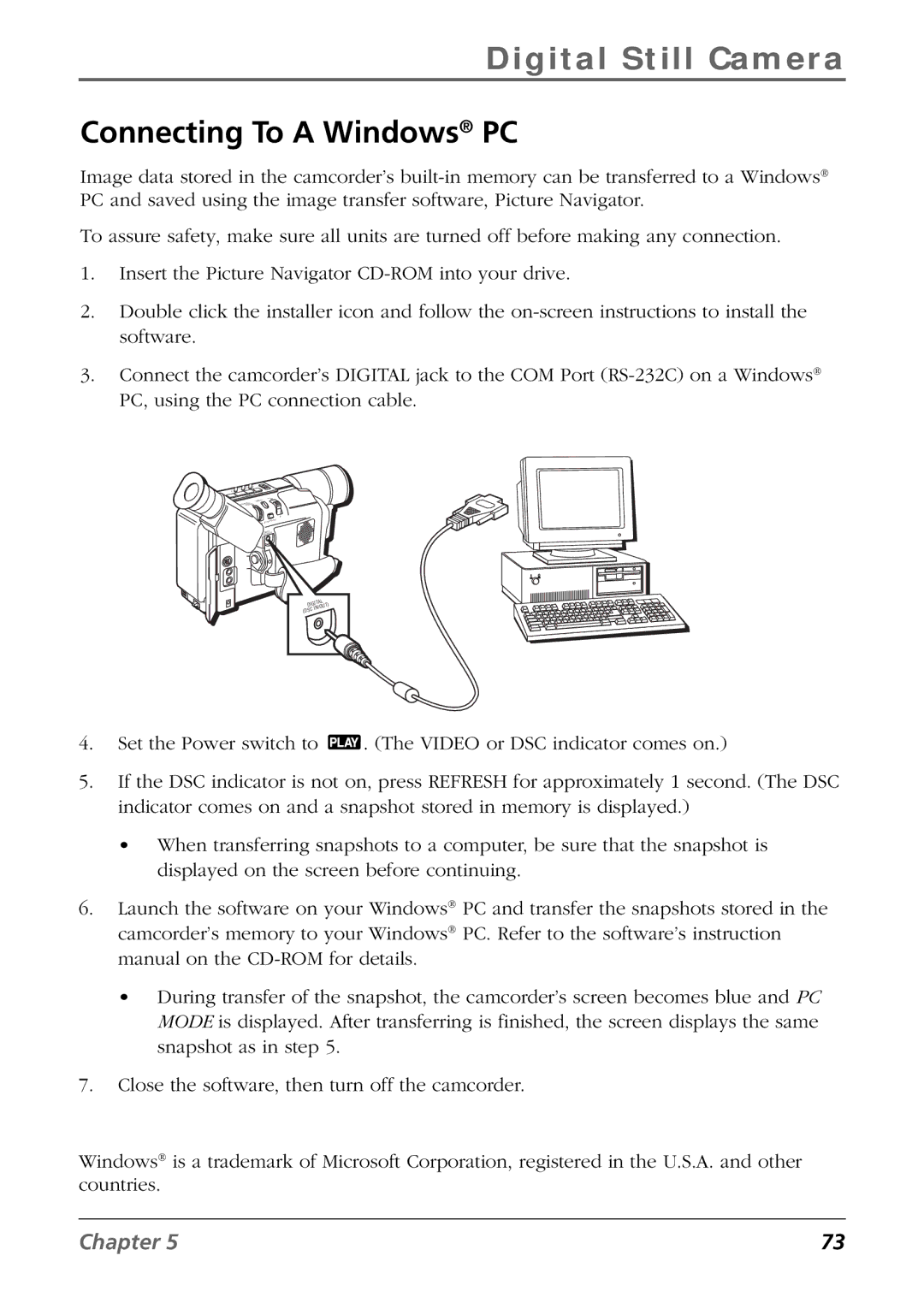 RCA CC6384/CC6394 manual Connecting To a Windows PC 