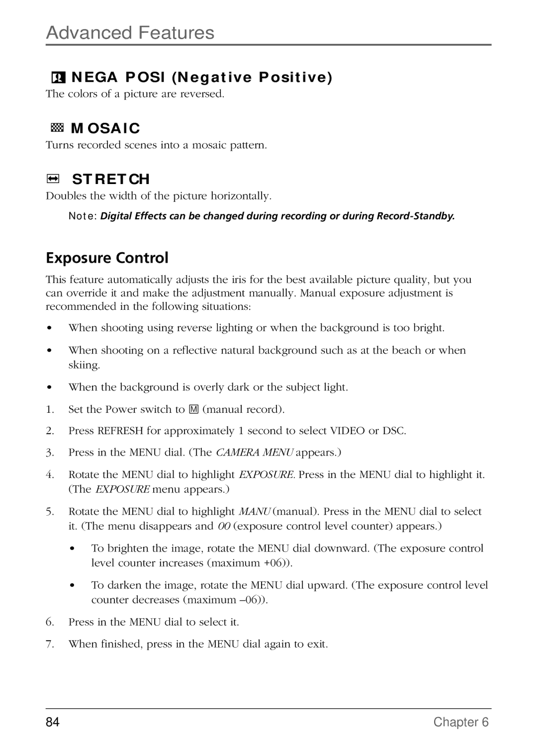 RCA CC6384/CC6394 manual Exposure Control 