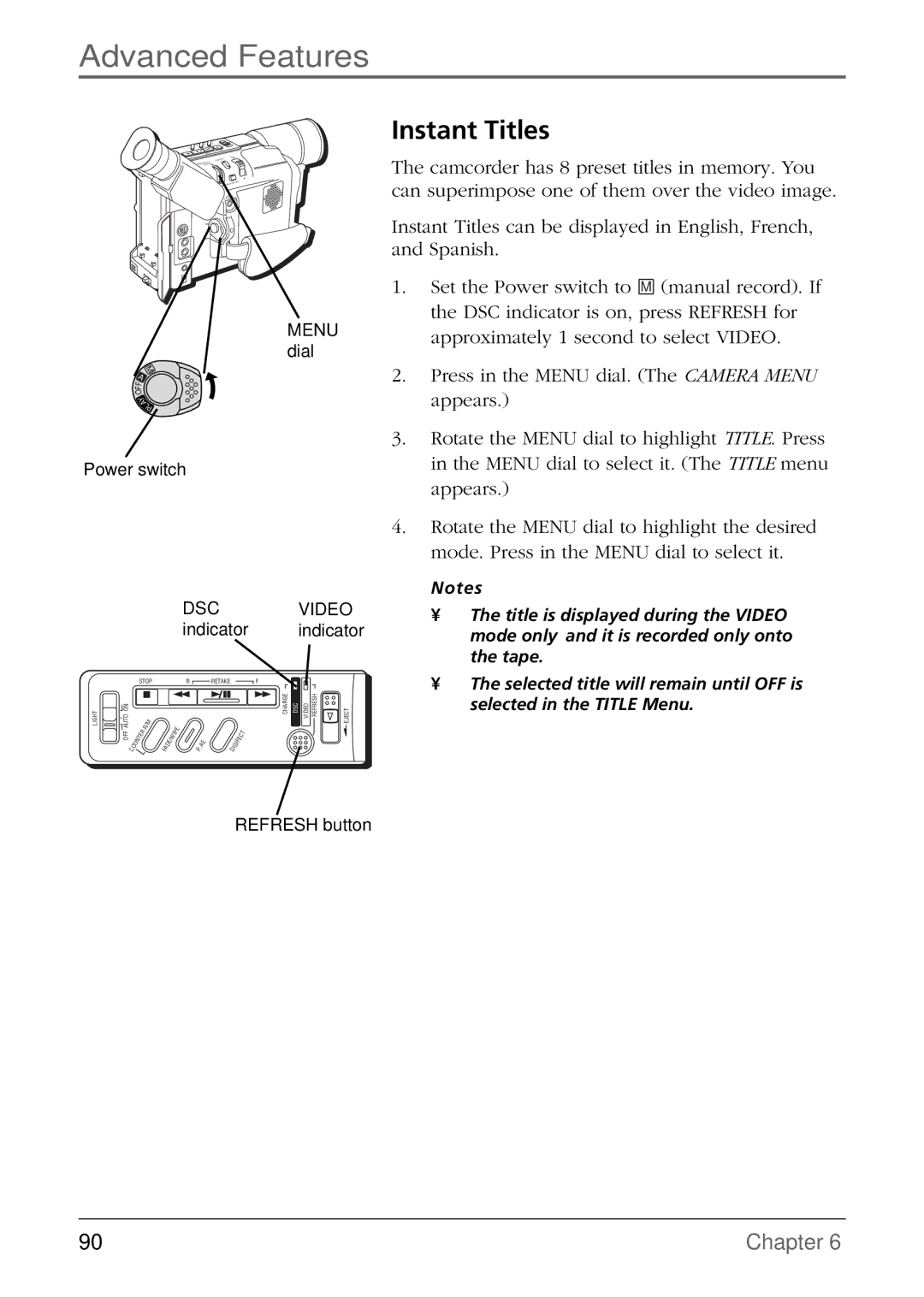 RCA CC6384/CC6394 manual Instant Titles 