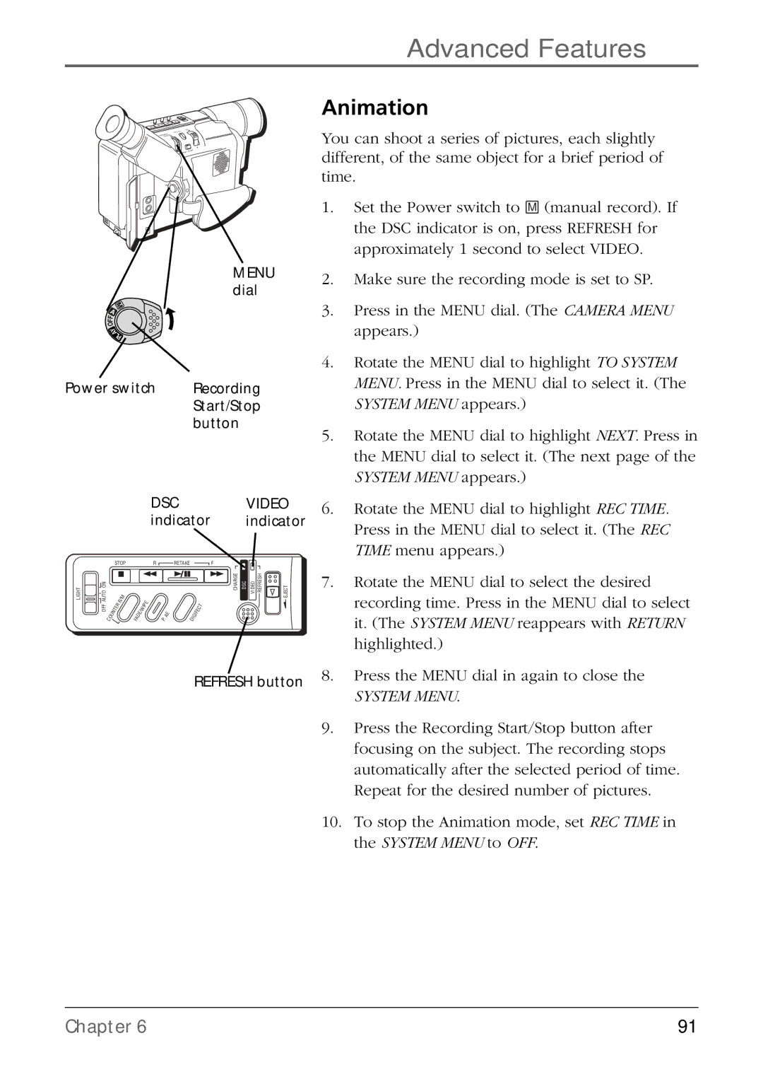 RCA CC6384/CC6394 manual Animation, System Menu 