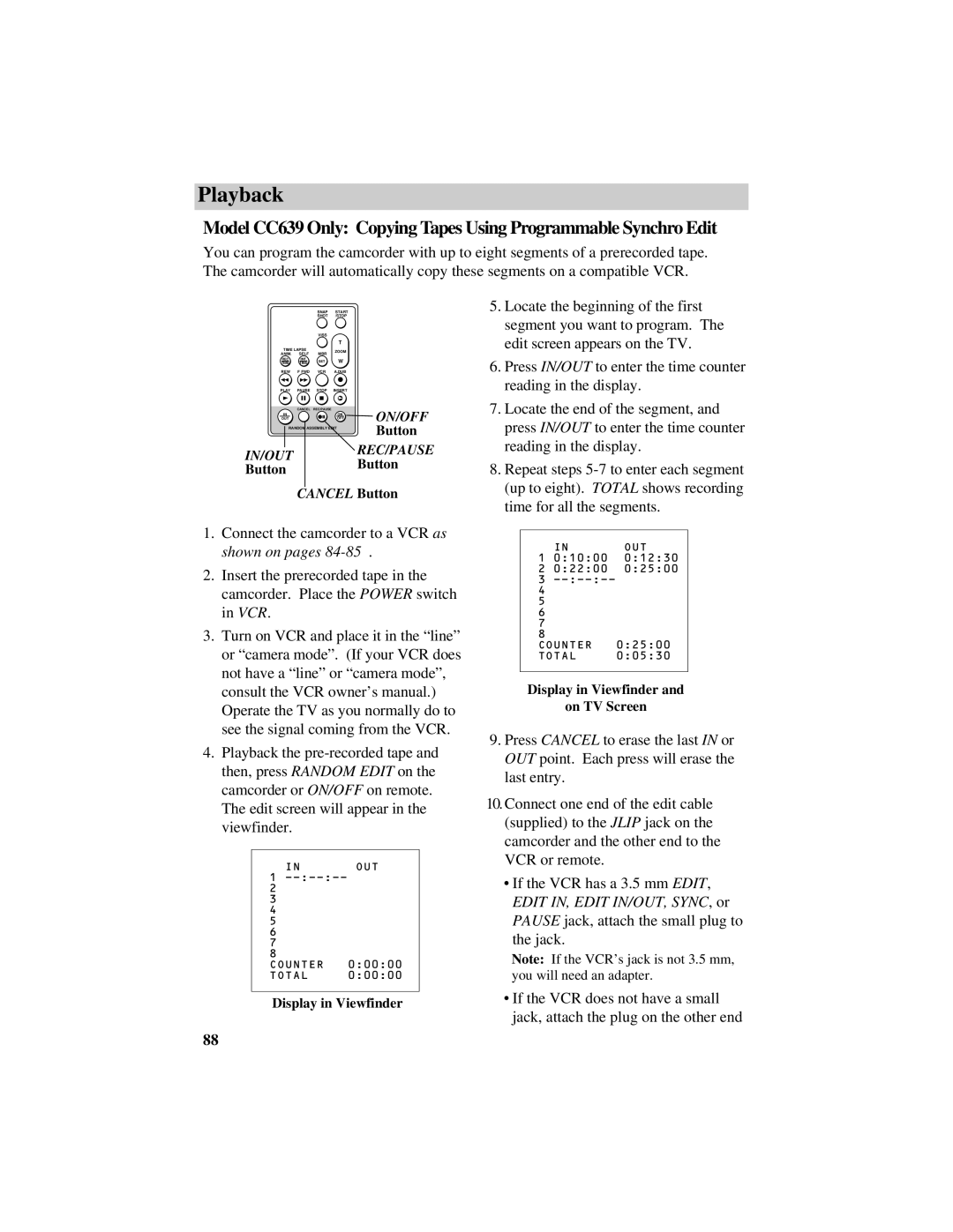 RCA CC638/639 manual On/Off 