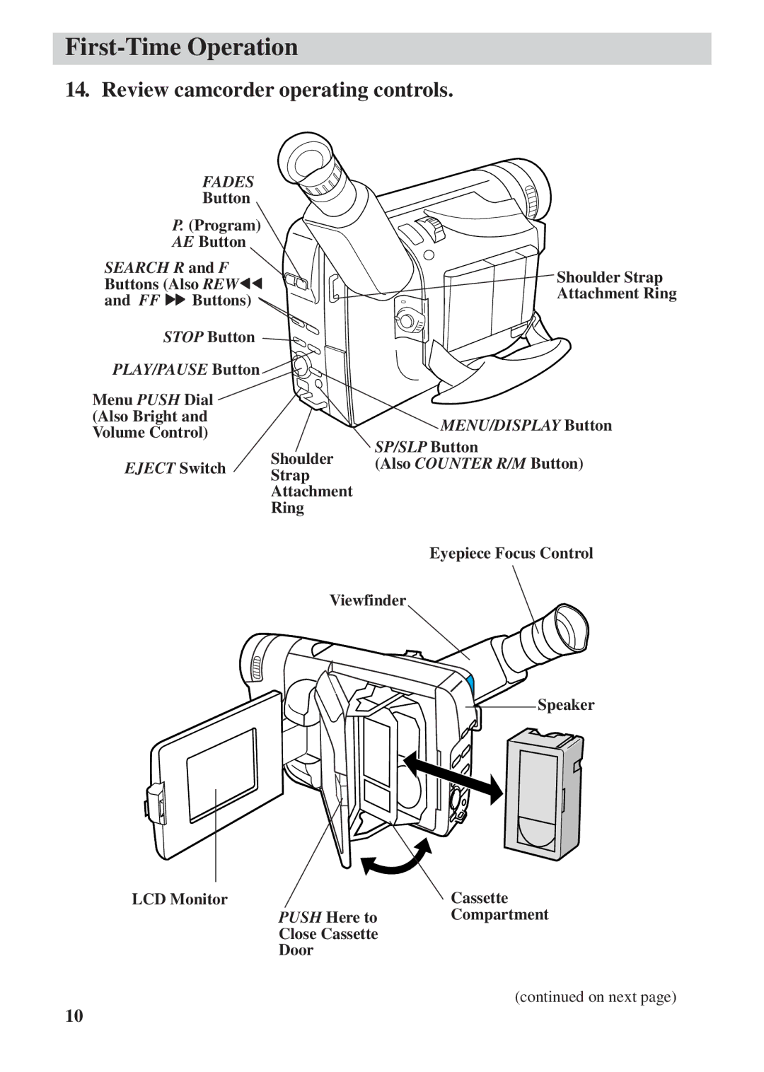 RCA CC6392 manual Review camcorder operating controls, Fades 