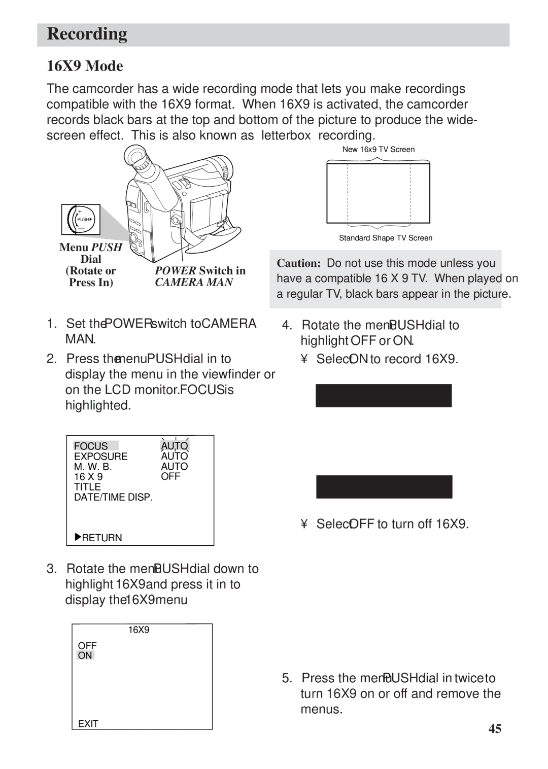 RCA CC6392 manual 16X9 Mode 