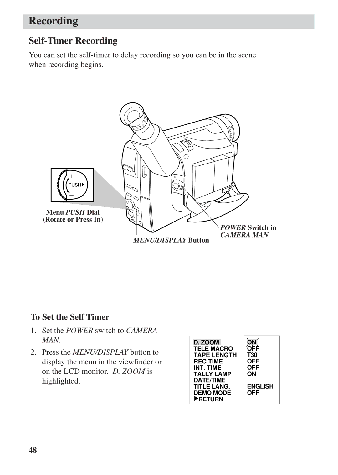 RCA CC6392 manual Self-Timer Recording, To Set the Self Timer 