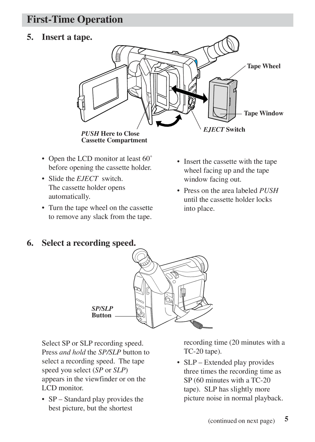 RCA CC6392 manual Insert a tape, Select a recording speed 