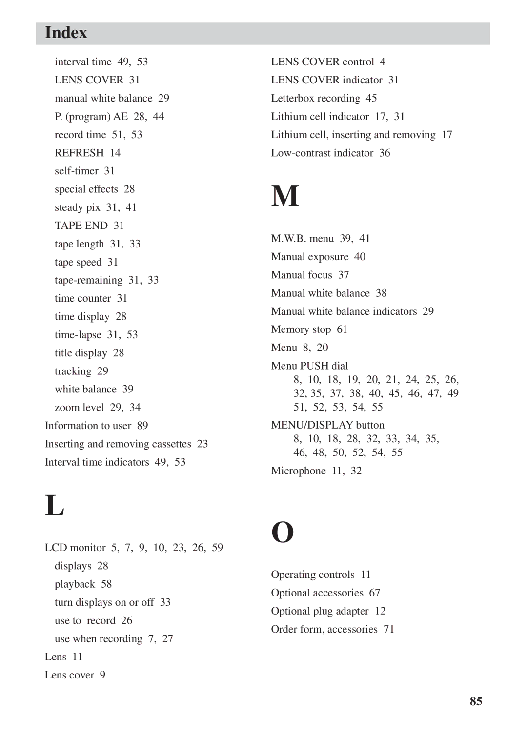 RCA CC6392 manual Index 