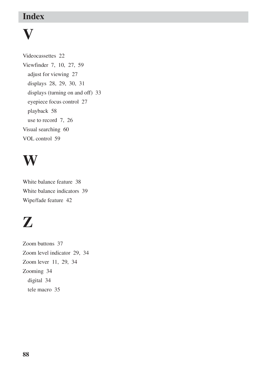 RCA CC6392 manual Index 