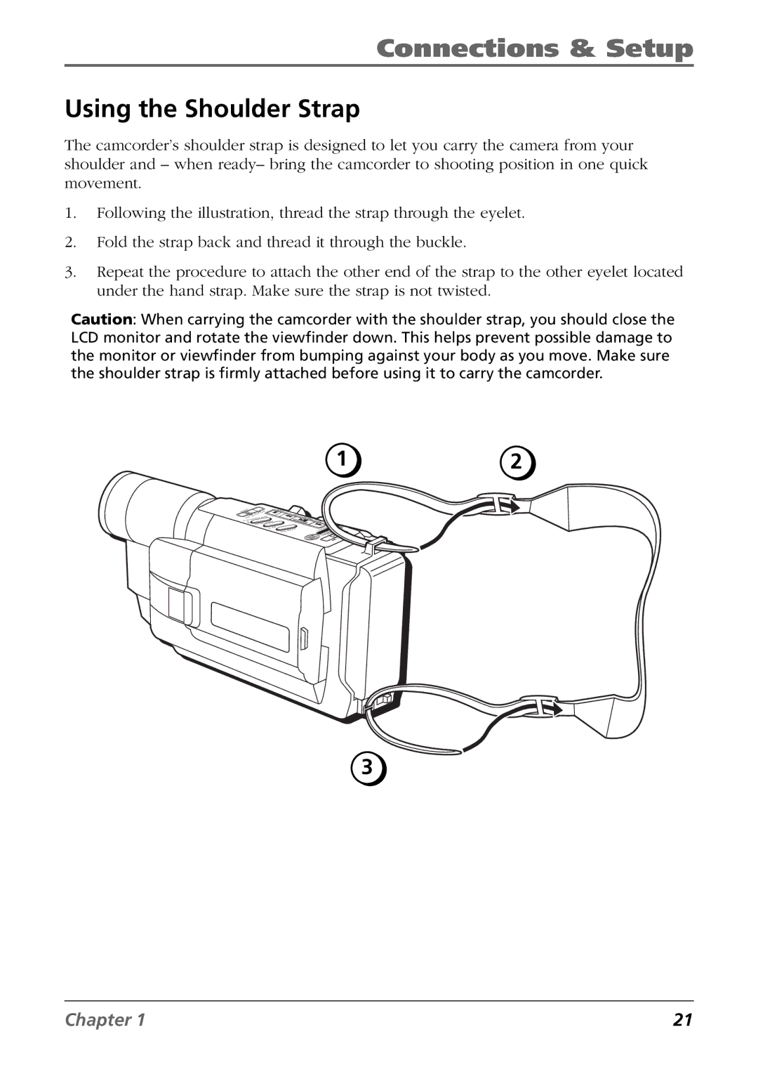 RCA CC6394 manual Using the Shoulder Strap 