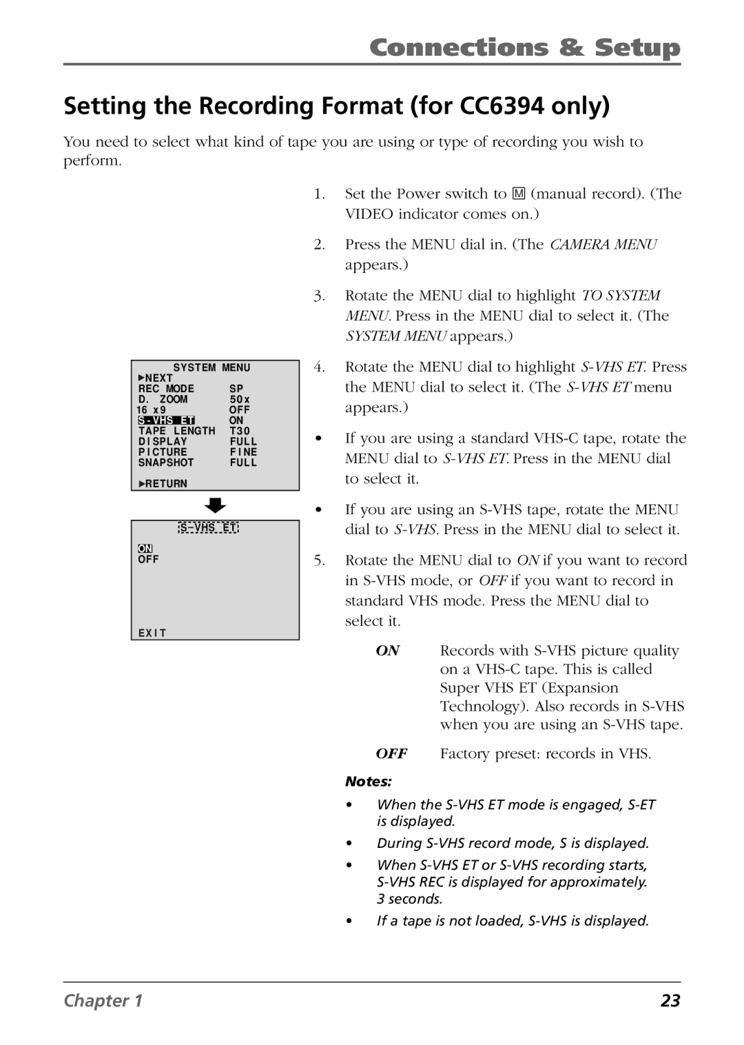 RCA manual Setting the Recording Format for CC6394 only 