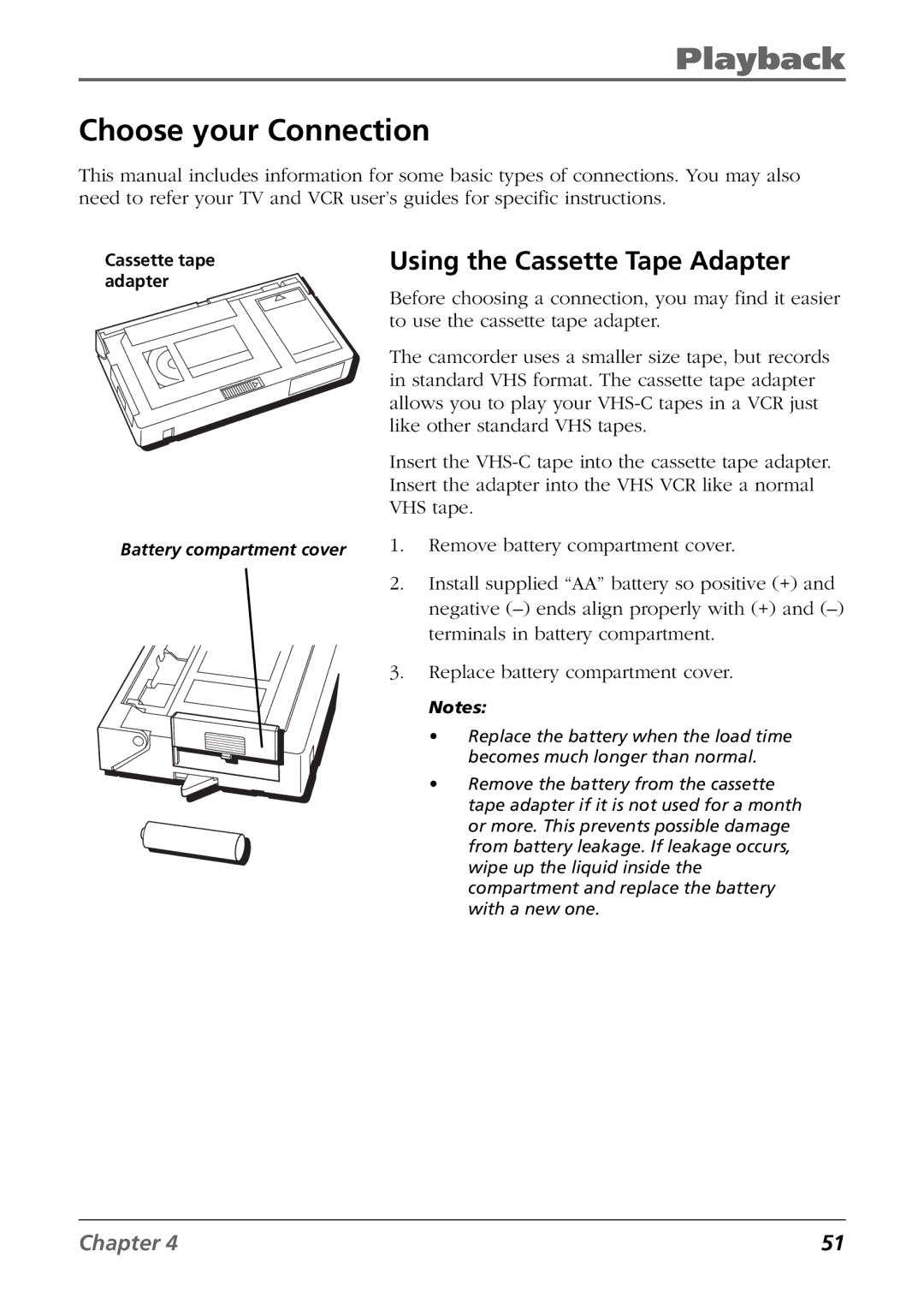 RCA CC6394 manual Choose your Connection, Using the Cassette Tape Adapter 