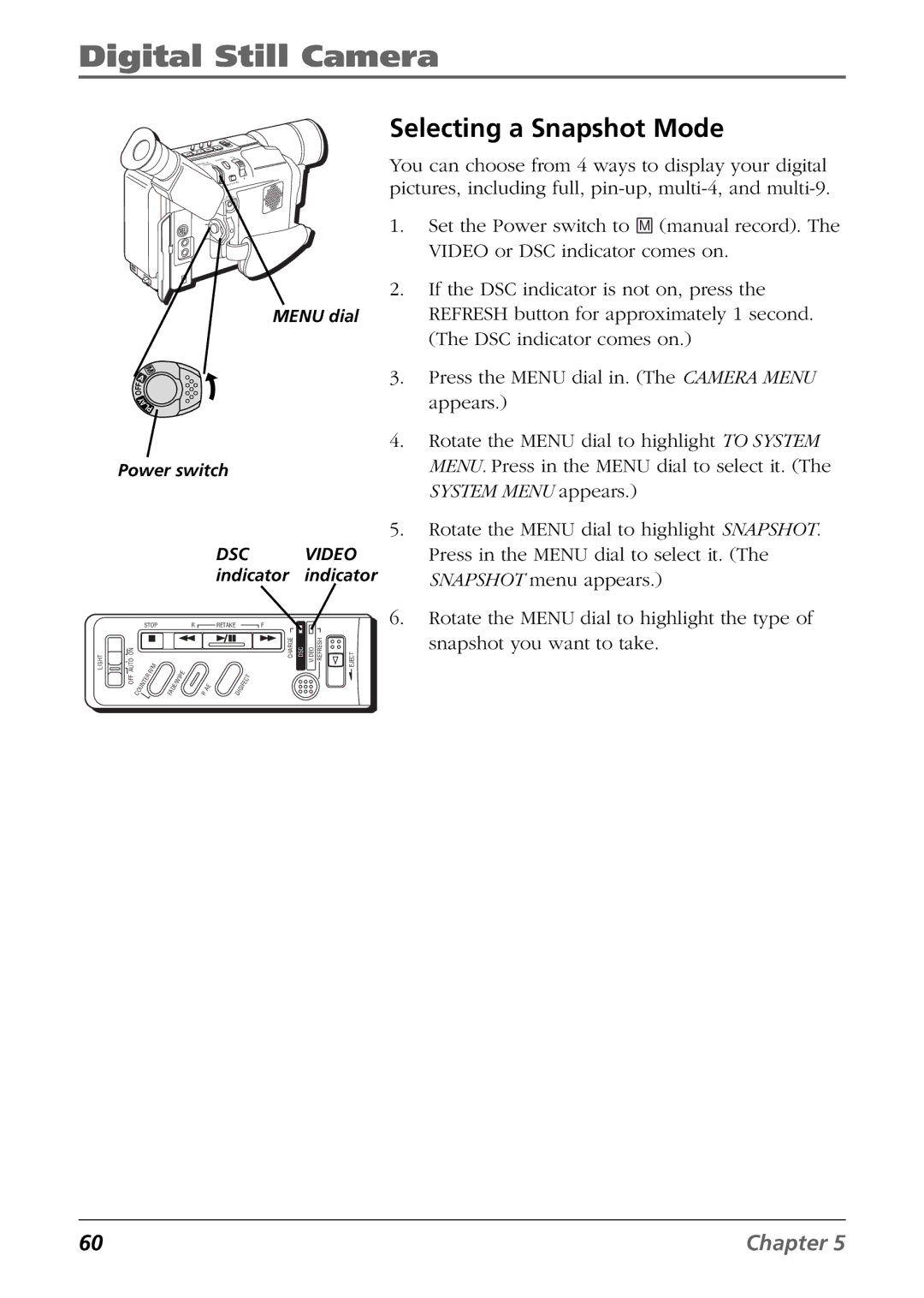 RCA CC6394 manual Selecting a Snapshot Mode 