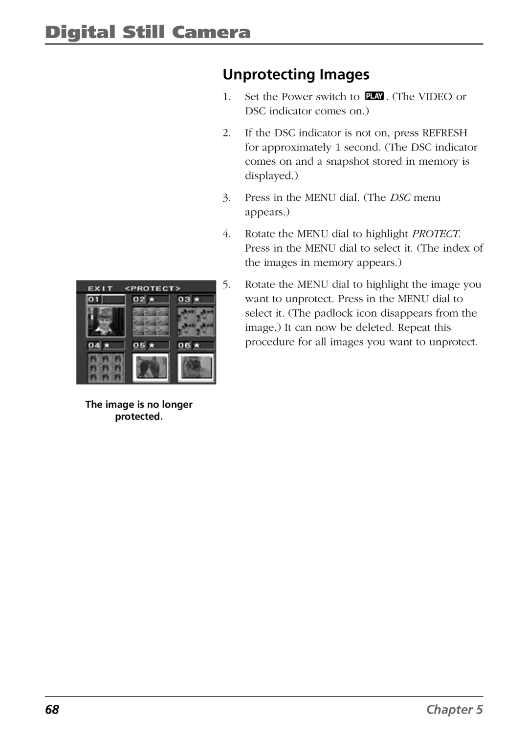 RCA CC6394 manual Unprotecting Images 