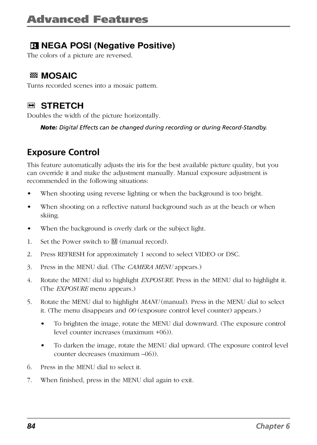 RCA CC6394 manual Exposure Control 