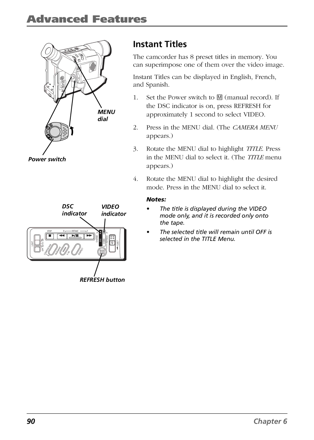 RCA CC6394 manual Instant Titles 