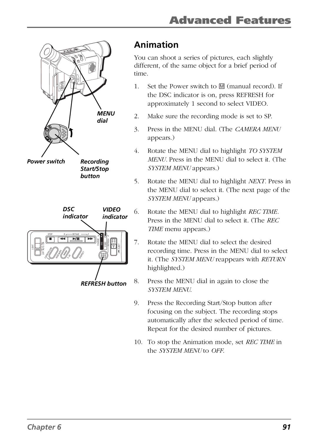 RCA CC6394 manual Animation, System Menu 