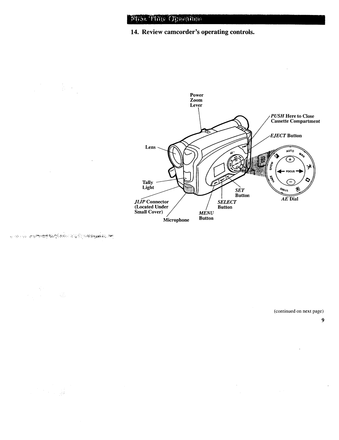 RCA CC643 manual Review camcorders operating controls 