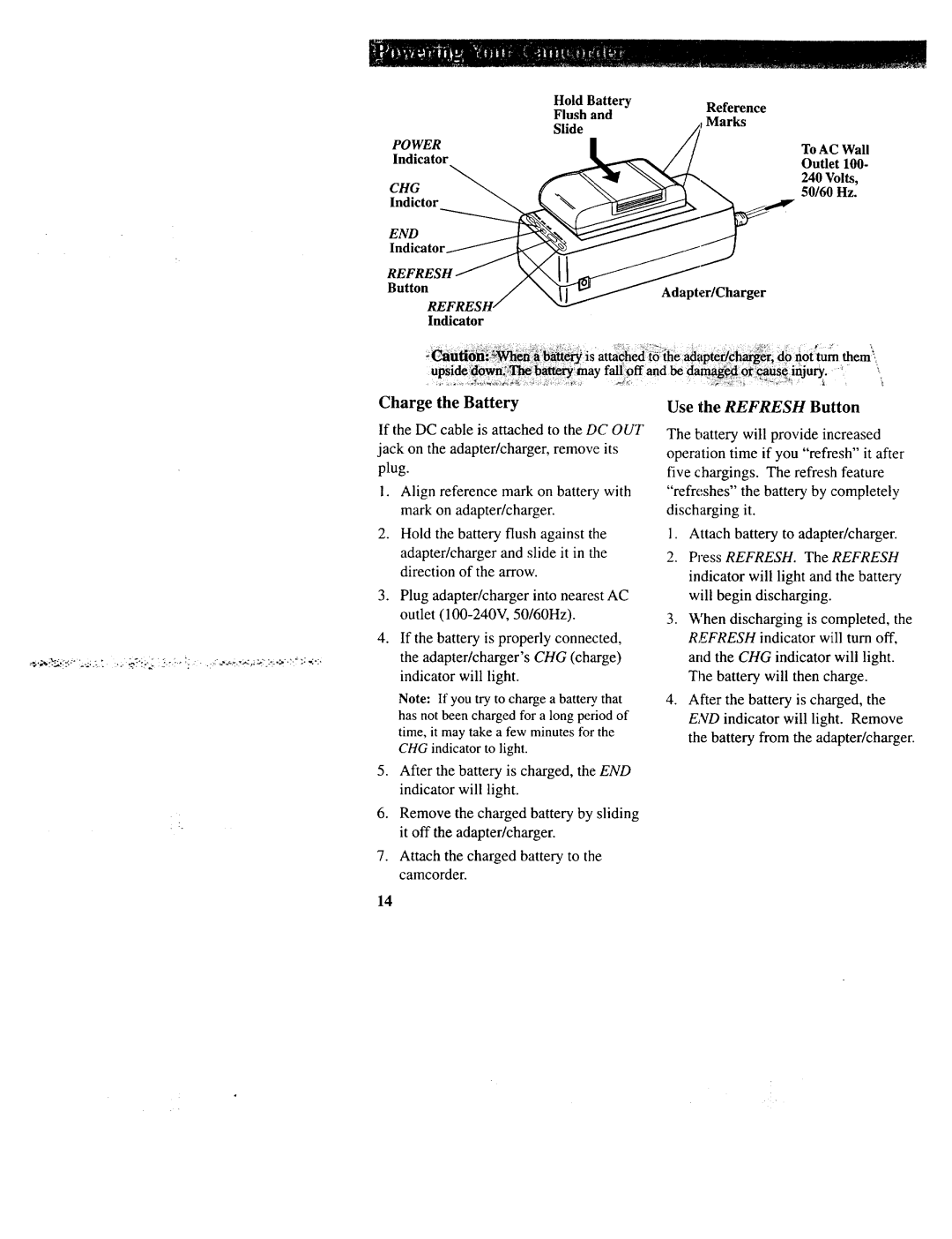 RCA CC643 manual Reference, Marks, Charge the Battery 