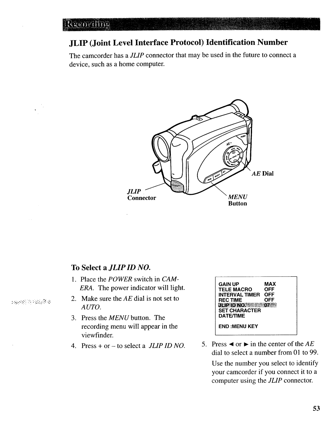 RCA CC643 manual Jlip Joint Level Interface Protocol Identification Number, To Select a Jlip ID no 