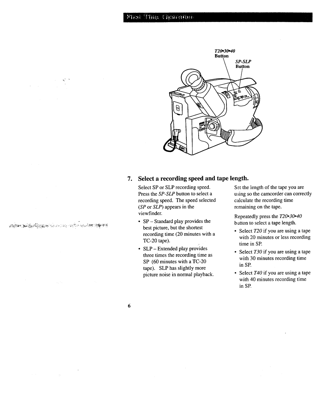 RCA CC643 manual Select a recording speed and tape length 