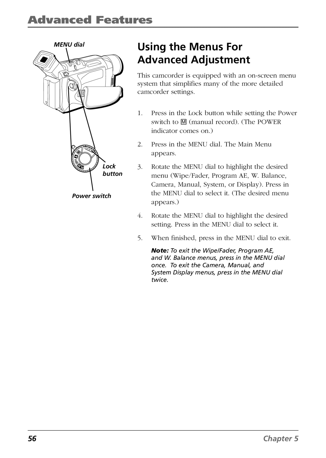 RCA CC9360 manual Advanced Features, Using the Menus For Advanced Adjustment 