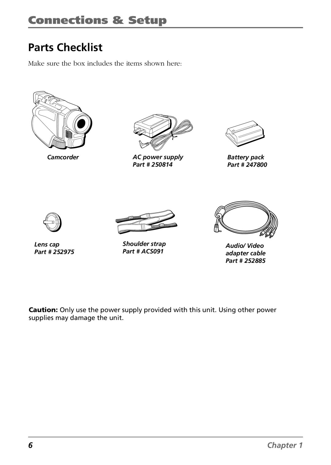 RCA CC9360 manual Connections & Setup, Parts Checklist 