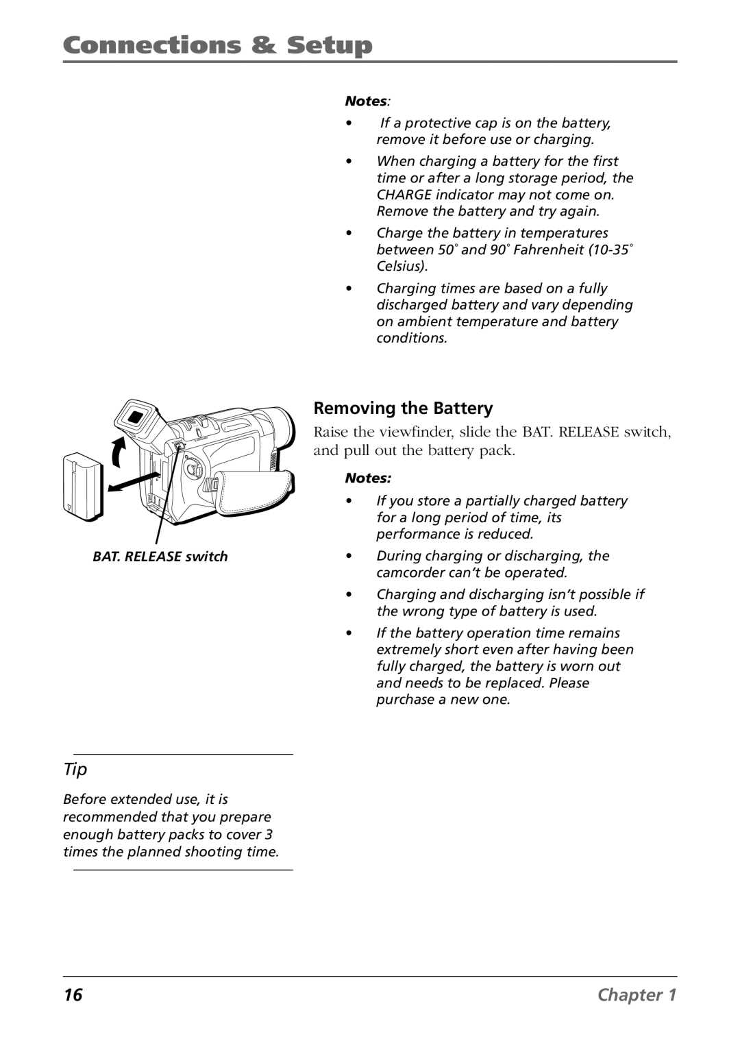 RCA CC9360 manual Tip, Removing the Battery 