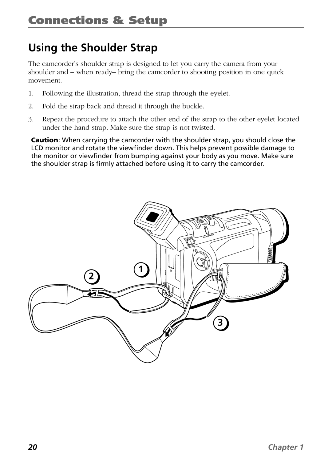 RCA CC9360 manual Using the Shoulder Strap 