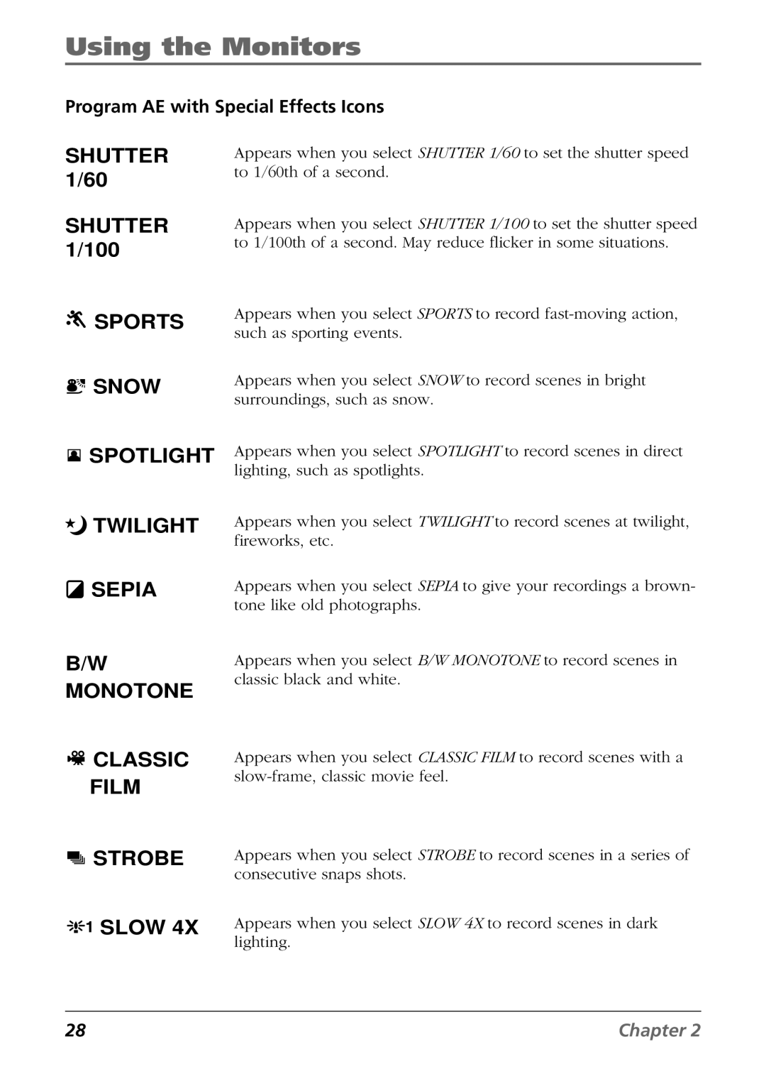 RCA CC9360 manual Program AE with Special Effects Icons 