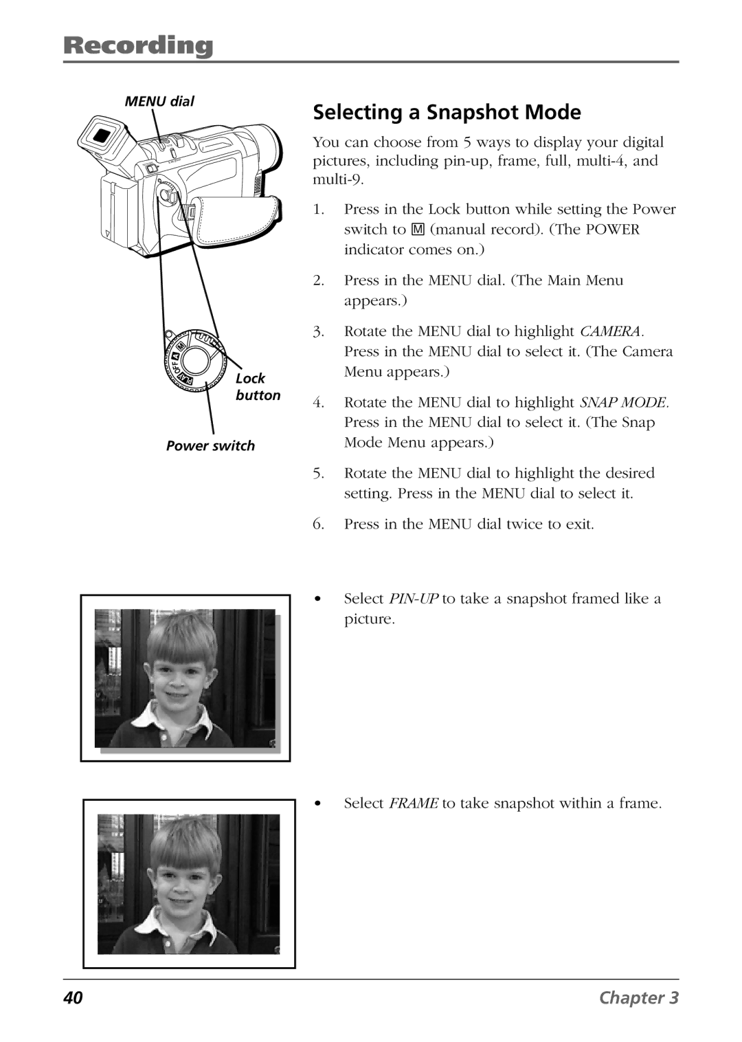 RCA CC9360 manual Selecting a Snapshot Mode 