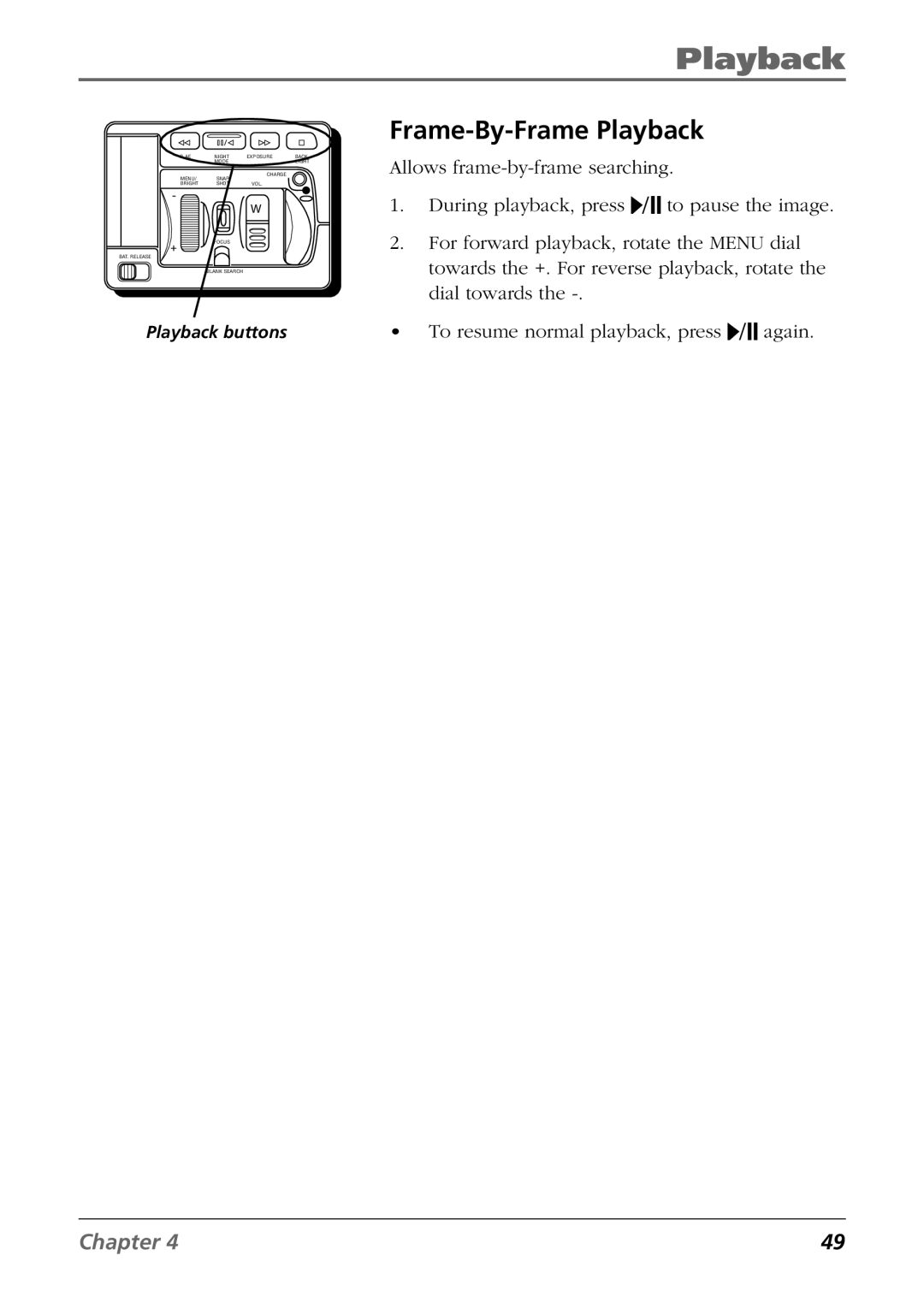 RCA CC9360 manual Frame-By-Frame Playback 